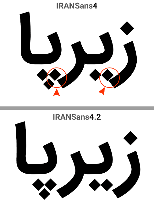 در نسخه ۴٫۲ فونت ایران سنس چه مشکلاتی رفع شده اند؟